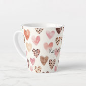 Roze Bruin Luipaard Print Hearts Latte Mok