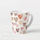 Roze Bruin Luipaard Print Hearts Latte Mok (Rechterhoek)