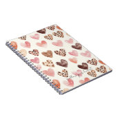 Roze Bruin Luipaard Print Hearts Notitieboek (Rechterzijde)