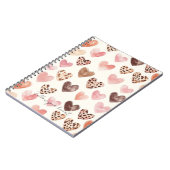 Roze Bruin Luipaard Print Hearts Notitieboek (Linkerzijde)