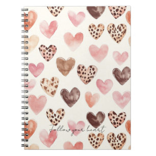 Roze Bruin Luipaard Print Hearts Notitieboek