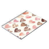 Roze Bruin Luipaard Print Hearts Notitieboek (Linkerzijde)