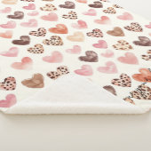 Roze Bruin Luipaard Print Hearts Sherpa Deken (3/4)