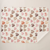 Roze Bruin Luipaard Print Hearts Sherpa Deken (Voorkant (horizontaal))