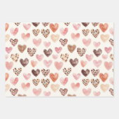 Roze Bruin Luipaard Print Hearts Stripes Kerstmis Inpakpapier Vel (Voorkant 3)