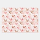 Roze Bruin Luipaard Print Hearts Stripes Kerstmis Inpakpapier Vel (Voorkant 2)