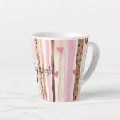 Roze Bruin Luipaard Print Hearts Stripes Verjaarda Latte Mok (Rechterhoek)