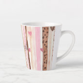 Roze Bruin Luipaard Print Hearts Stripes Verjaarda Latte Mok (Rechts)