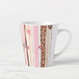 Roze Bruin Luipaard Print Hearts Stripes Verjaarda Latte Mok