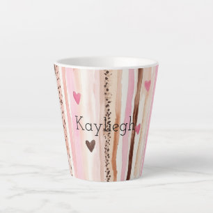 Roze Bruin Luipaard Print Hearts Stripes Verjaarda Latte Mok