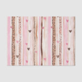 Roze Bruin Luipaard Print Hearts Stripes Verjaarda Tissuepapier (Voorkant)