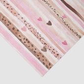 Roze Bruin Luipaard Print Hearts Stripes Verjaarda Tissuepapier (Detail)