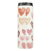 Roze Bruin Luipaard Print Hearts Thermosbeker (Achterkant)