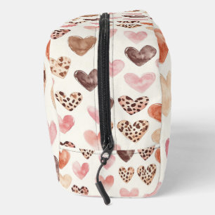 Roze Bruin Luipaard Print Hearts Toilettasje