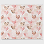 Roze Bruin Luipaard Print Hearts Verjaardag Cadeaupapier (Vlak)
