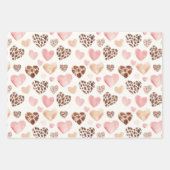 Roze Bruin Luipaard Print Hearts Verjaardag Inpakpapier Vel (Voorkant 3)