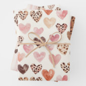 Roze Bruin Luipaard Print Hearts Verjaardag Inpakpapier Vel (In situ)