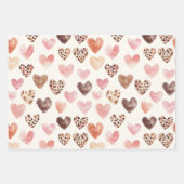 Roze Bruin Luipaard Print Hearts Verjaardag Inpakpapier Vel (Voorkant)