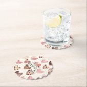 Roze Bruin Luipaard Print Hearts Verjaardag Kartonnen Onderzetters (Insitu)