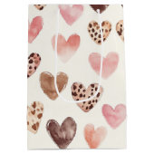 Roze Bruin Luipaard Print Hearts Verjaardag Medium Cadeauzakje (Achterkant)
