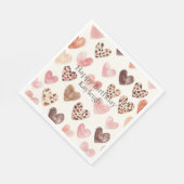 Roze Bruin Luipaard Print Hearts Verjaardag Servet (Hoek)