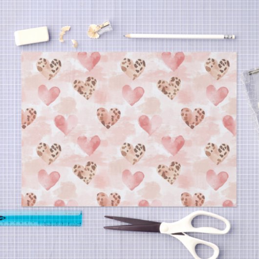 Roze Bruin Luipaard Print Hearts Verjaardag Tissuepapier (Craft)