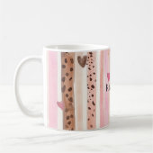 Roze Bruin Luipaard Print Stripes Harten Koffiemok
