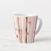 Roze Bruin Luipaard Print Stripes Harten Latte Mok (Rechterhoek)