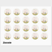 Roze Bruin Meisje Waterverf Woodland Animals Ronde Sticker (Vel)
