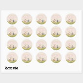 Roze Bruin Meisje Waterverf Woodland Animals Ronde Sticker (Vel)