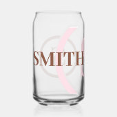Roze Bruin Monogram Naam Blikvorm Glas (Voorkant)