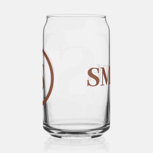 Roze Bruin Monogram Naam Blikvorm Glas (Rechts)