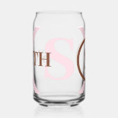 Roze Bruin Monogram Naam Blikvorm Glas (Links)