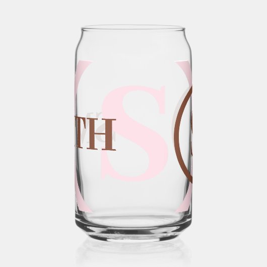Roze Bruin Monogram Naam Blikvorm Glas (Links)