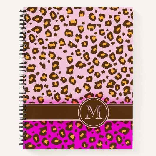 Roze bruin monogram snelle ref. notitieboek (Voorkant)