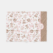 Roze bruin Oerwoud dieren patroon op maat Fleece Deken (Voorkant (Horizontaal))