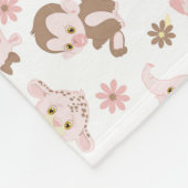 Roze bruin Oerwoud dieren patroon op maat Fleece Deken (Hoek)