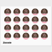Roze & Bruin Olifant Mobiel Baby shower Ronde Sticker (Vel)