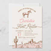  Roze Bruin Paard Eerste Rodeo 1e Verjaardag Kaart (Voorkant)