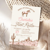  Roze Bruin Paard Eerste Rodeo 1e Verjaardag Kaart