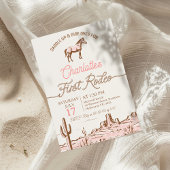  Roze Bruin Paard Eerste Rodeo 1e Verjaardag Kaart