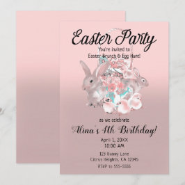 Roze Bruin Paasei Jacht Lente Verjaardagsfeest Kaart