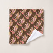 Roze Bruin Root Plant op Bruin Bad Handdoek (Wasdoekje)