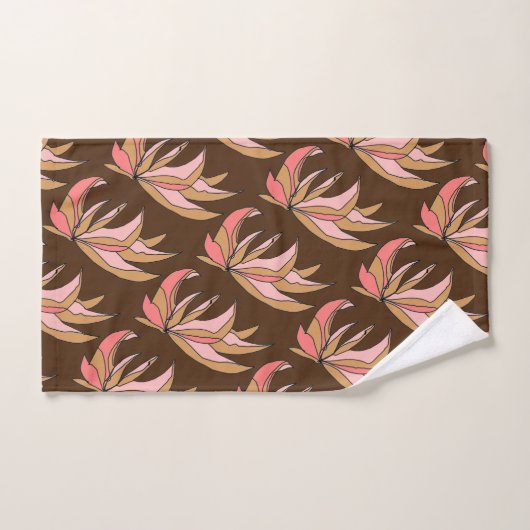 Roze Bruin Root Plant op Bruin Bad Handdoek (Handdoek)