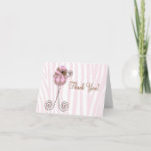 Roze Bruin Roze Zebra Baby shower Bedankt Kaarten (Voorkant)