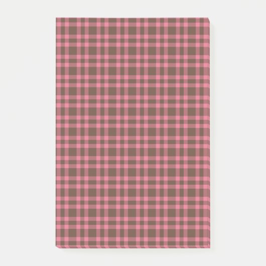 Roze bruin ruitjespatroon post-it® notes (Voorkant)