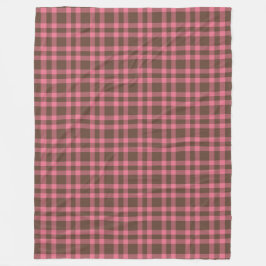 Roze bruin ruitpatroon fleece deken
