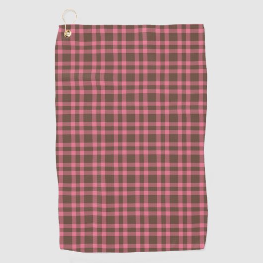 Roze bruin ruitpatroon golfhanddoek (Voorkant)