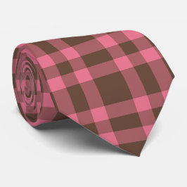 Roze bruin ruitpatroon stropdas
