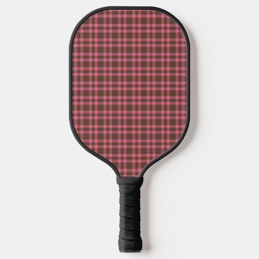 Roze Bruin Schotse Ruitpatroon Pickleball Paddle (Voorkant)